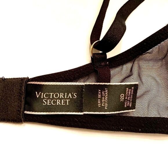 VS VERY SEXY BLACK LACE OVER TAUPE SATIN P-U 32D - Picture 5 of 5